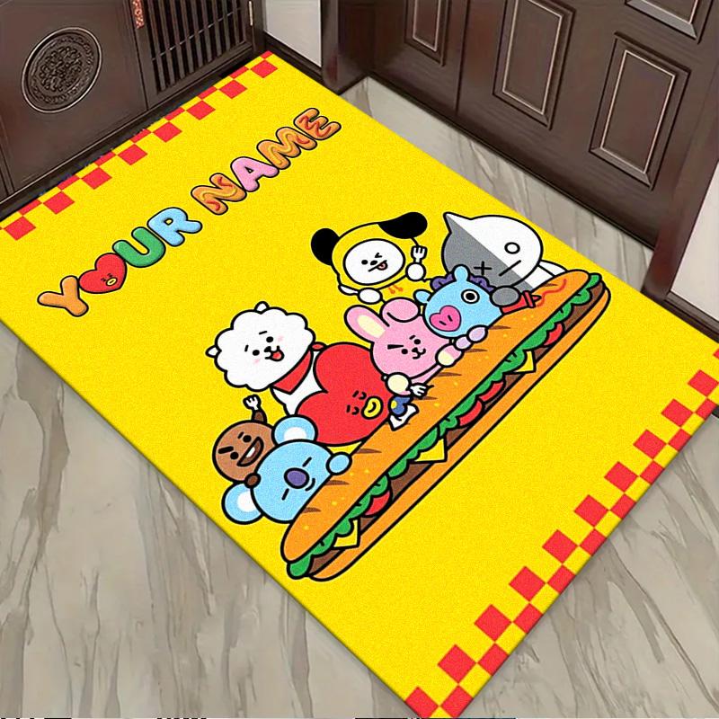 Name Custom Kpop Cartoon Cute BT21 Carpet Rug for Living Room Bedroom Home Sofa Decoration,Kids play Non-slip Floor Mat