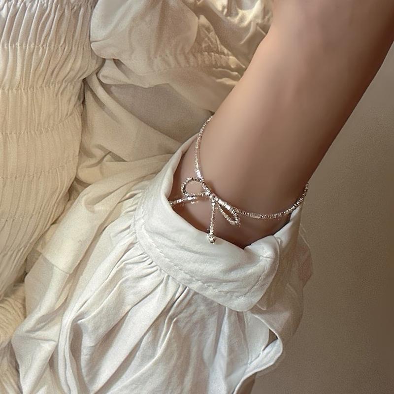 Супер Фея Изящное Вспышка Серебряный Бант Ожерелье Женское Легкое Роскошное Элегантное Милое Темпераментное Модное Универсальное Ожерелье На Ключицу