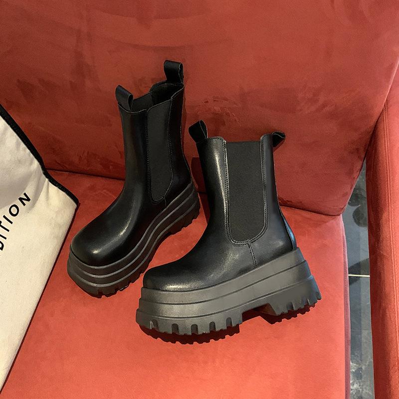 Large size European and American Martin boots women's new casual fashion muffin bottom thick-soled high-heeled cigarette boots in autumn and winter 20