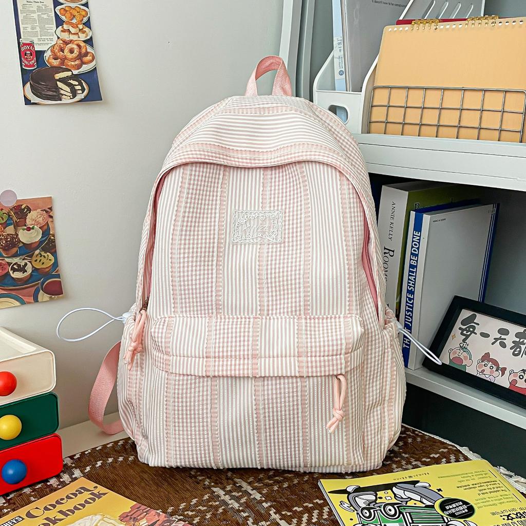 Schoolbag Japanese INS striped backpack 1011 spring/summer new campus high-aesthetic student backpack for women, lightweight small backpack