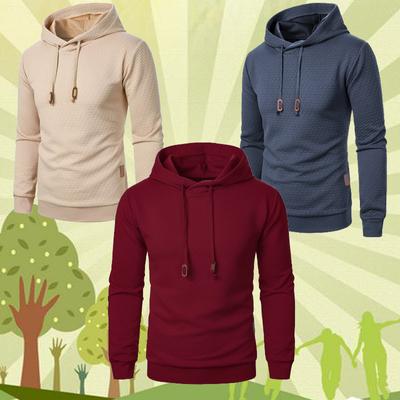 Outono Inverno Masculino Jacquard Xadrez Moletom Com Capuz Manga Longa Moletom Com Capuz Cor Quente Casaco Yasheng