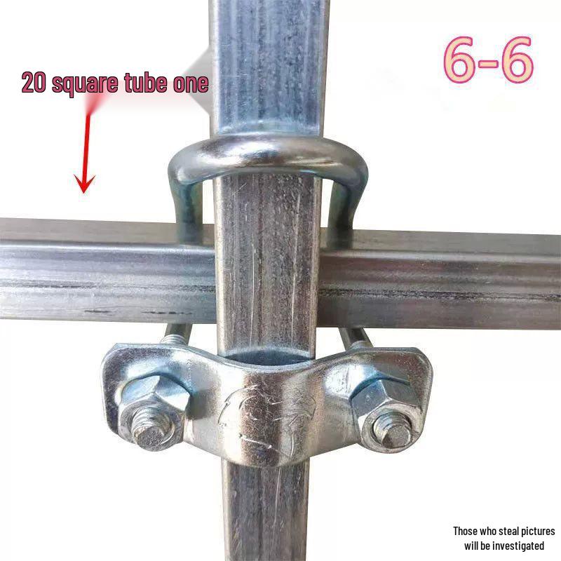 Galvanized Square Tube Connector: U-Shaped Pipe Clamp & Fixing Buckle for 20/25/30 Tubes