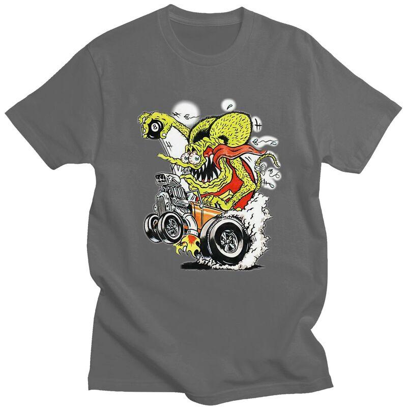 Custom Trendy Anime Cartoon Rat Fink T Shirt Men Short Sleeve Pure Cotton Tshirt Leisure Tee Tops Fashion Tshirts
