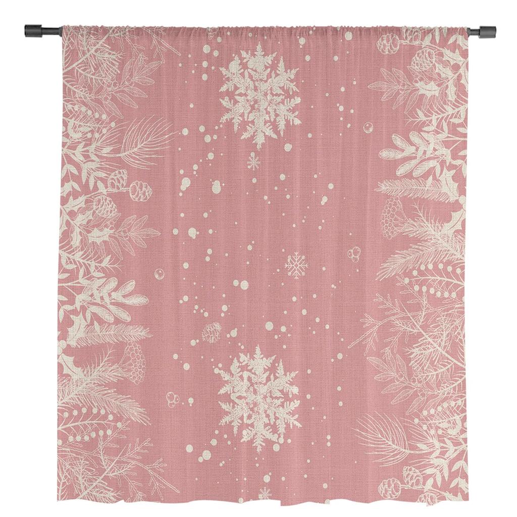 Vánoční vločka Rostlina Borové jehličí Průsvitné závěsy Do obývacího pokoje Ložnice Tylová záclona Do kuchyně Voálová roleta