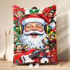 Christmas Flannel Blanket Santa Claus Puppy Soft Milu Deer, Warm Throw Blanket Winter New Year Gift For Kids, Couch Sofa Decor