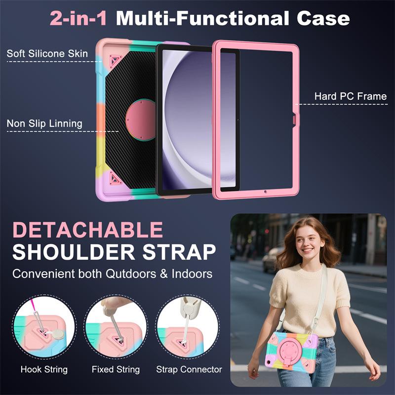 Samsung Tab A11 Cartoon Silicone Wristband Holder Case with Pen Slot