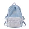 Schoolbag Korean ins Fresh Plaid Polka Dot Backpack Girl Heart Lace Small School Bag Junior High School College Student Commuter Bag