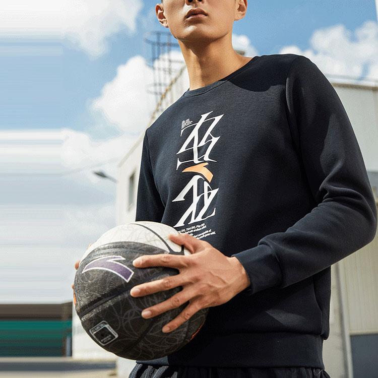 Anta Basketball Series Sports Long-Sleeve Pullover Sweatshirt Men Tops Black 152211734-3