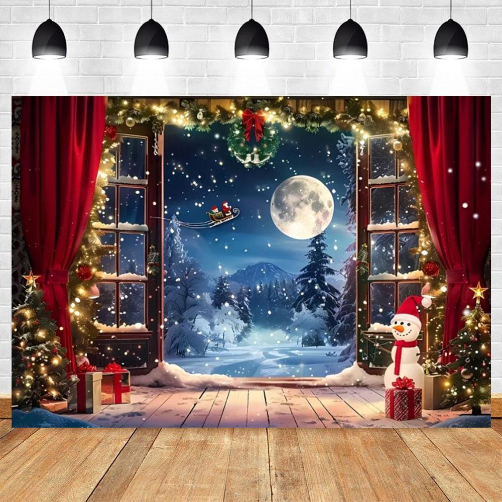Christmas Photography Background Custom Christmas Tree Fireplace Poster Family Portrait Children Carnival Party Banner Decor