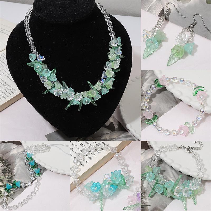 Gradient Glass Imitation Jade Lily of the Valley Beads for DIY Necklace & Bracelet Accessories