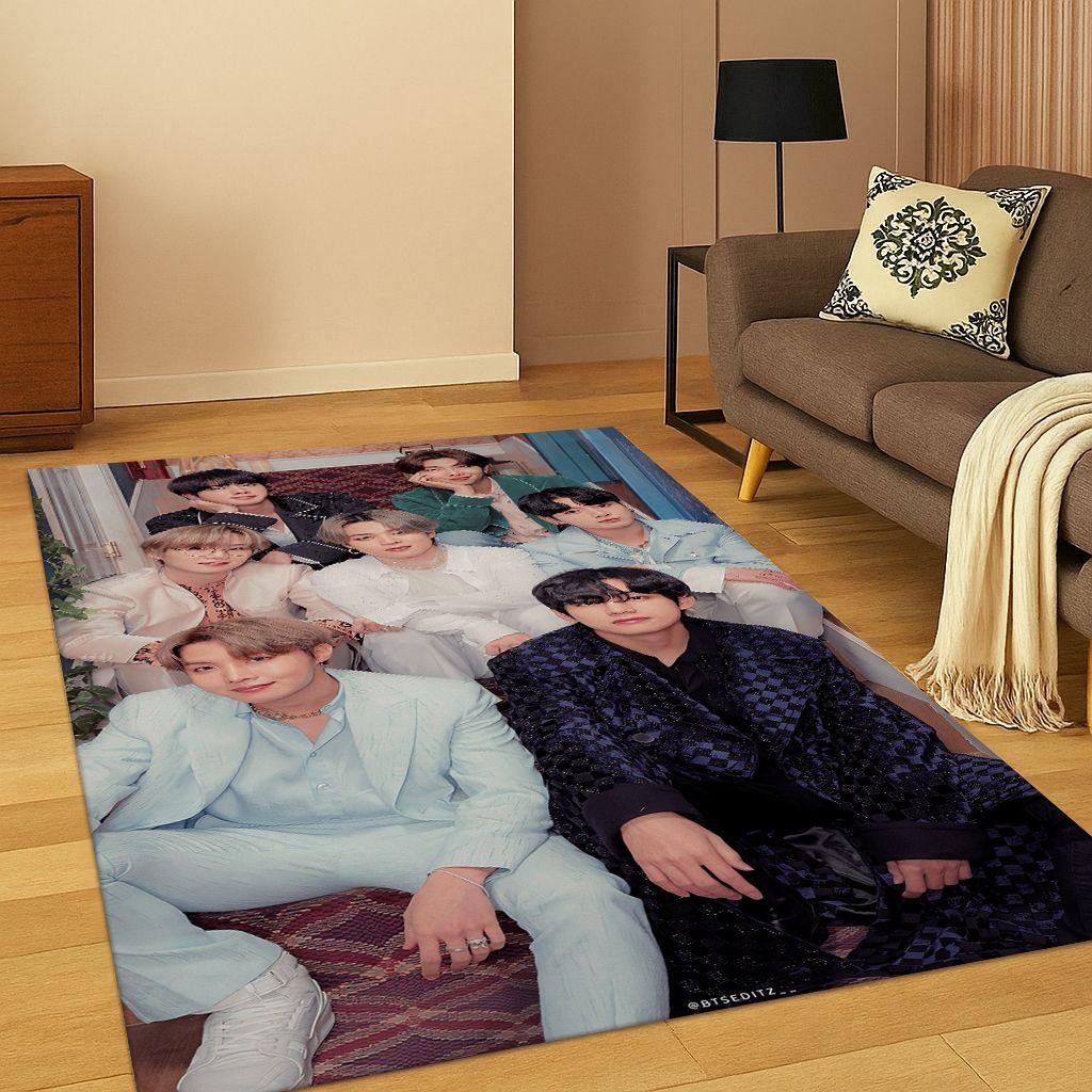 Kpop Star B-BTS Kim JIN SUGA V Carpet Rug for Bedroom Living Room Sofa Home Doormat Home Decor,Area Rug Non-slip Floor Mat Gift
