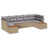 Garden Sofa Set with Cushions 7 Pcs Beige and Light Grey Poly Rattan