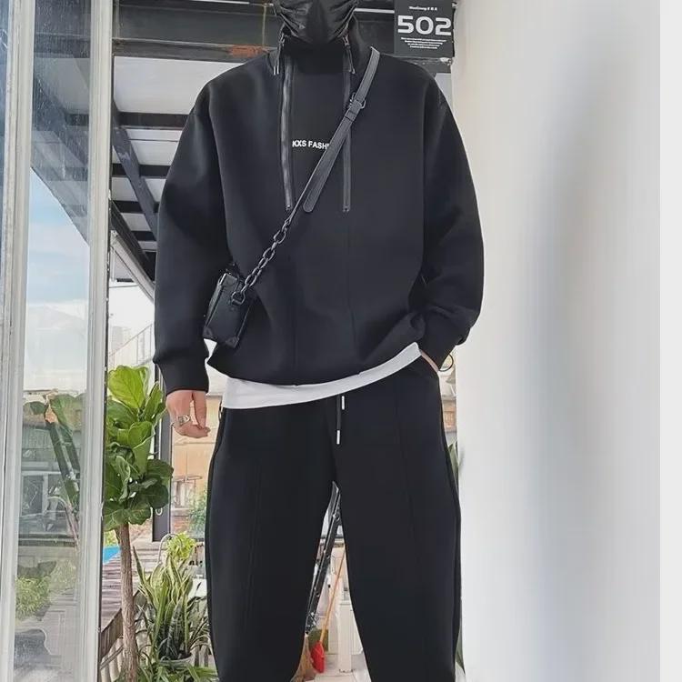 Pánská trendy nadměrná ležérní sportovní tepláková souprava s dvojitým zipem - Jaro/Podzim