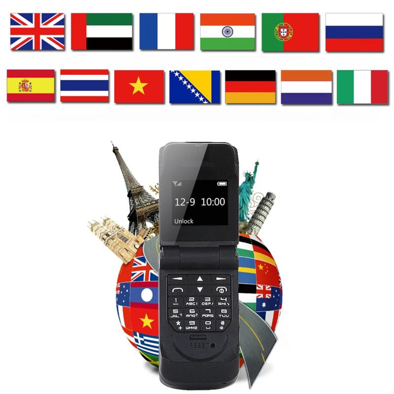 0,66" Mini Flip Mobiltelefon Minste klapptelefon FM Trådløs Bluetooth 3.0 Oppringer Handsfree Øretelefon Enkelt SIM-kort telefon