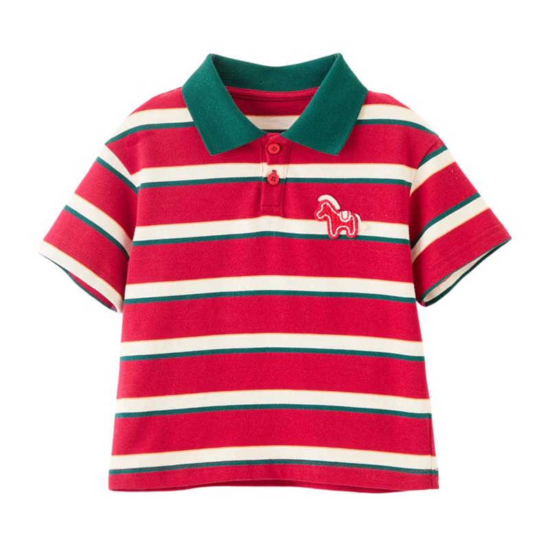 ASK JUNIOR Boys  Striped Color-Block Polo T-Shirt