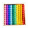 100 Pieces Rainbow Building Blocks Acrylic Gemstone Cubes Stacking Game Toy with Wooden Storage Box