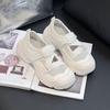 High-end Fashion Mesh Thick-soled Hollow Little White Shoes Women's 2025 Summer Versatile Casual Board Shoes Velcro Light