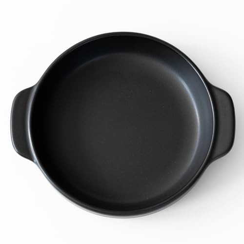 Santo Banko-yaki Gratin Dish, Single-Serve, 400ml Capacity, Heat-Resistant Ceramic, Oven, Microwave, Dishwasher, Stackable, Black, Made in Japan