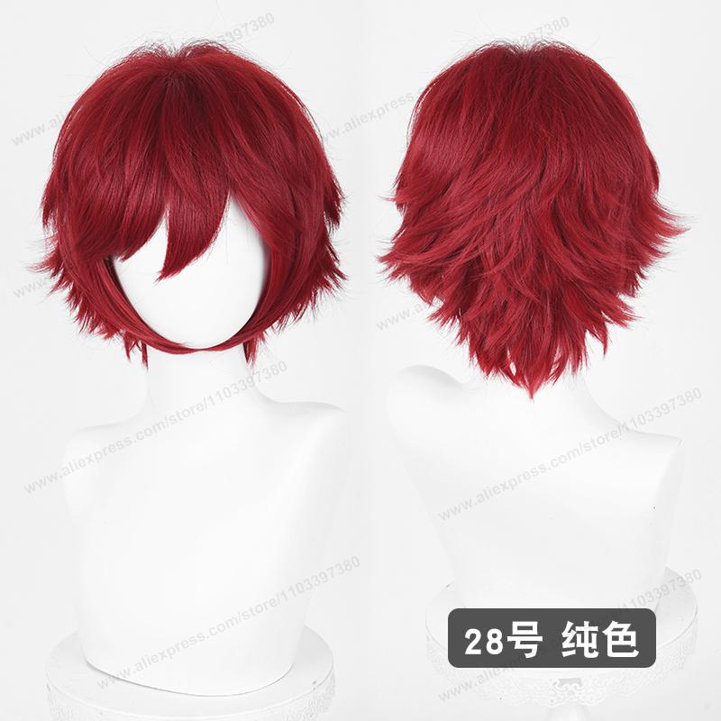 Anime Upgrade 32cm Korte Omhooggestoken Punten Cosplay Pruik Puur Wit Zilver Zwart Bruin Rood Man Vrouw Hittebestendig Synthetisch Haar brown