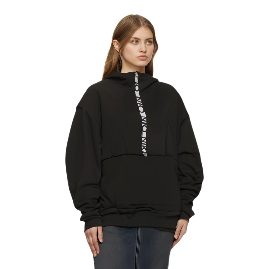 Nike Sweatshirts Women's Black Stand Collar Moderate Regular DC1081-010