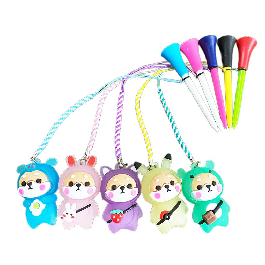 Golf Ball Tees Driver Training Tool Golf Ball Holder Golf Tees with Rope Cartoon Golf Ball Base Golf Ball Support Tees