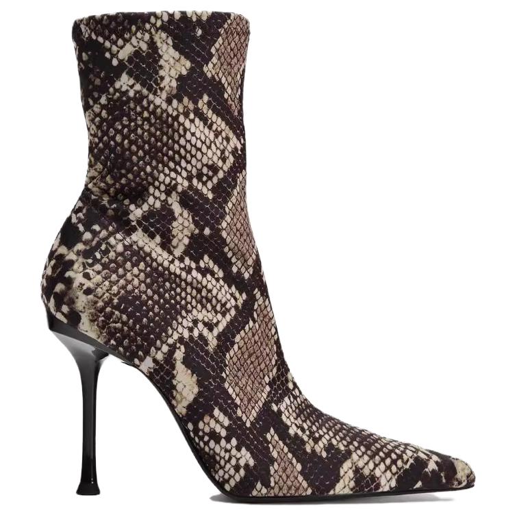 Zara Elegant Versatile Comfortable Fashion Short Boots 10cm Women Boots Snake-Print 13112410