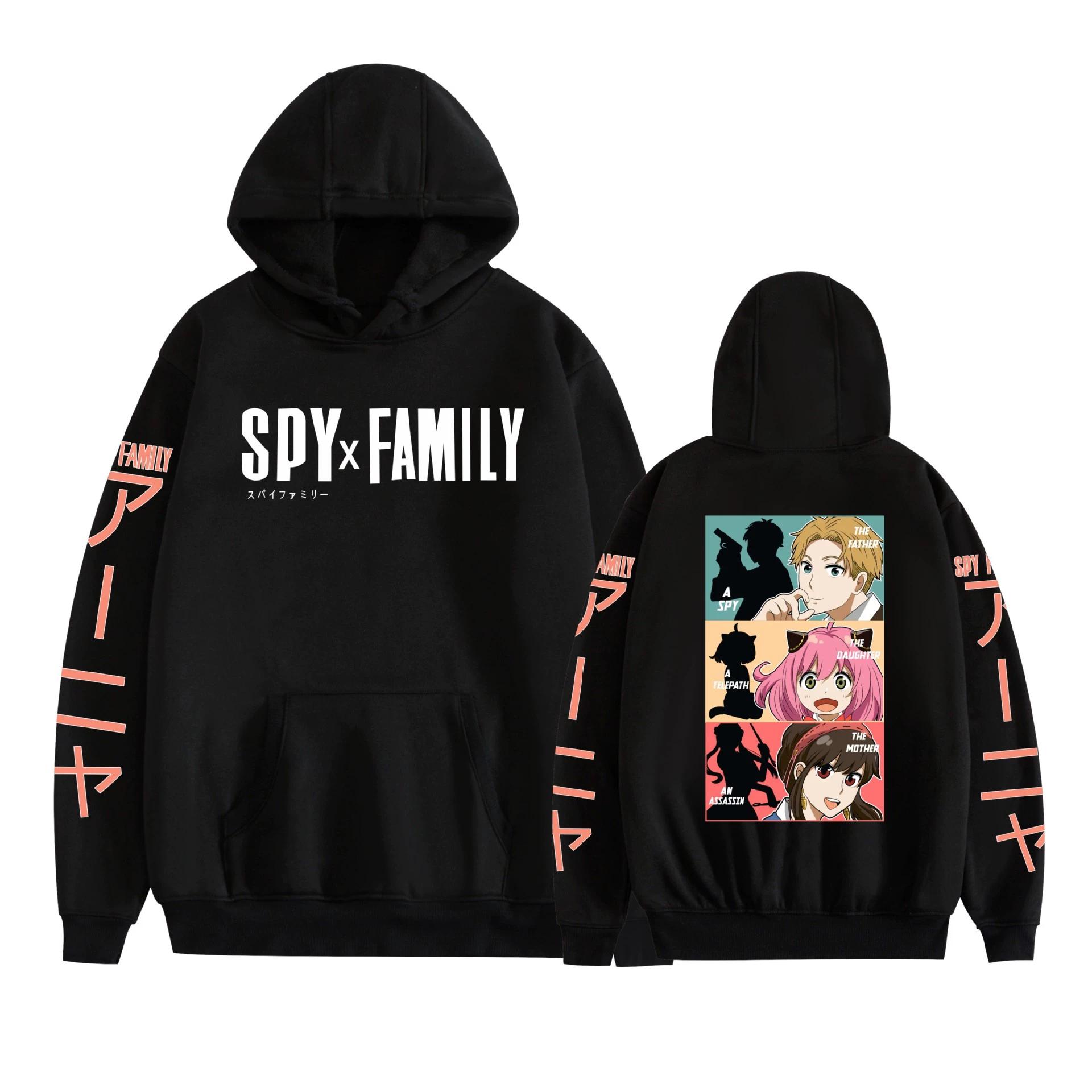 

Горячий Аниме Худи Spy X Family Смешной Хип-Хоп Графические Свитшоты Уличная Одежда Харадзюку Тренировочный Костюм XS чёрный