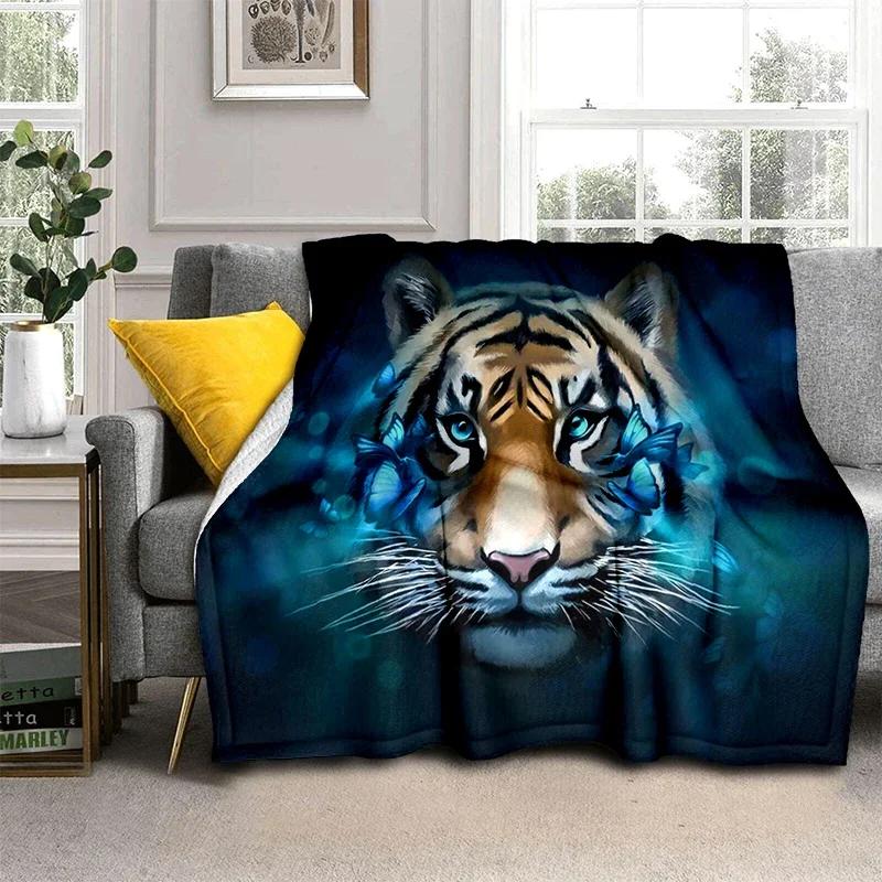 Tigerpläd Djur Supermjuk Varm Fluffig Fleece Lätt Flanellpläd Mysig Pälsklädd Plysch Sängkläder Pläd Gåva