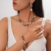 Zinc Zinc Alloy Heart Cameo Jewelry Set Elegant Retro Emboss Earrings Vintage Necklace Set  Birthday Gift