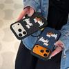 Plush Embroidered Denim Dog iPhone 16/15/14/Pro Max Case with Hand Strap