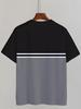 Men's Casual Summer Color Block T-Shirt Short Sleeve Vintage Style  "FREEDOM" Print Lightweight Polyester