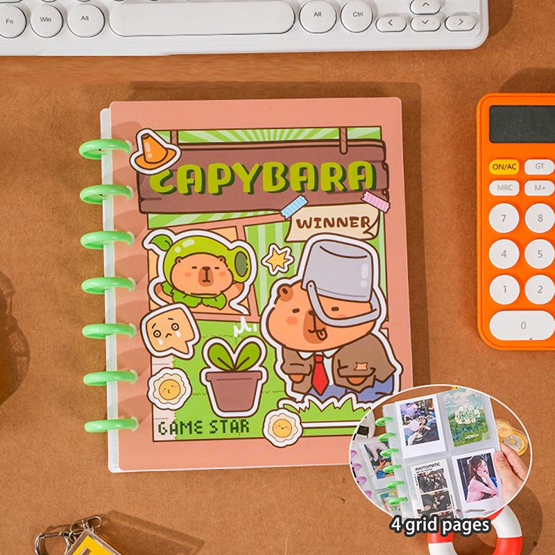 

Cute Four-Grid Card Loose-Leaf Photo Album High Quality Mini Idol Card Collect Book Cartoon Lovely Capybara Photocard Binder