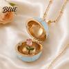 Stunning Flower Pendant Necklace Openable Oval Necklace Dainty Birth January