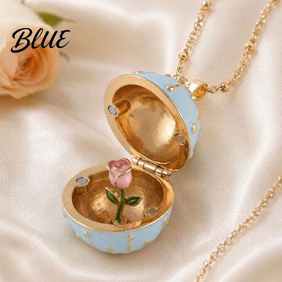 Stunning Flower Pendant Necklace Openable Oval Necklace Dainty Birth January
