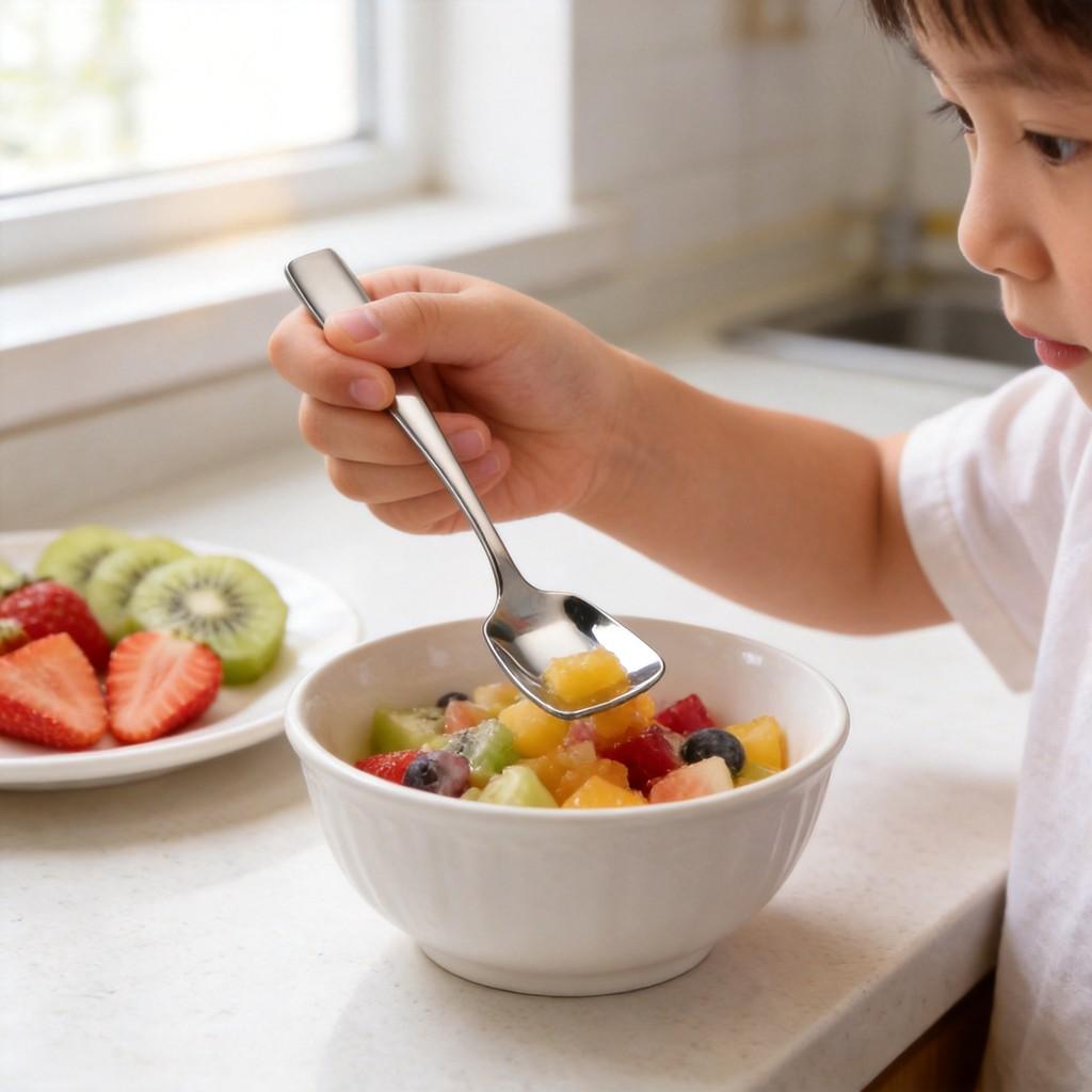 Stainless Steel Kids Spoon With Mirror Finish For Home Use Perfect For Children Meals