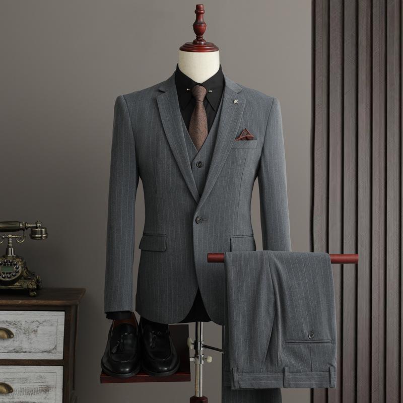 Men's Striped Slim Fit Plus Size Business Casual Suit Set SJT9961-P285