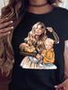 Cartoon Mother and Son Daughter Printed Women's T-Shirt Summer Casual Harajuku Mom Printed Short Sleeves