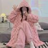 Women's Thickened Flannel Pajama Set - Coral Fleece Long Robe for Autumn/Winter