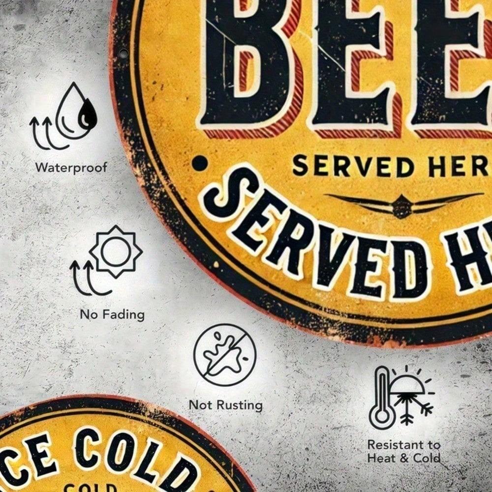 Vintage Beer Served Here Metal Tin Sign 8x12 Inch Retro Aluminum Pub Man Cave Wall Art Rustic Bar Decor For Garage