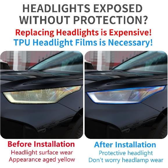 Car Headlight Protection Film for Toyota Highlander 2020 2021 2022 2023 2024 Auto Accessories Lucency Vinyl Exterior Decoration Self Adhesive Sheet