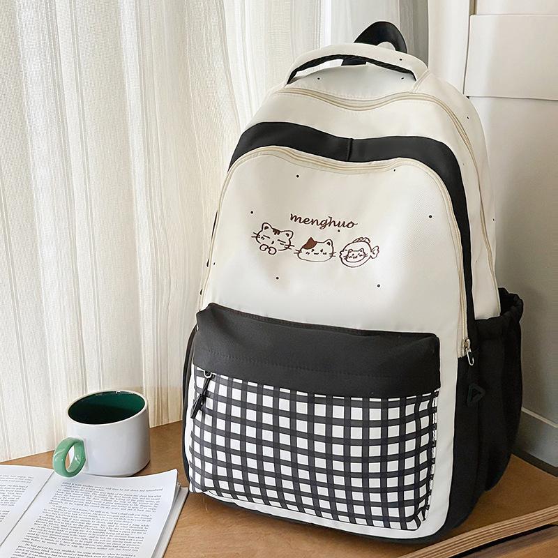 Student Schoolbag Women's Plaid Backpack College Style Backpack