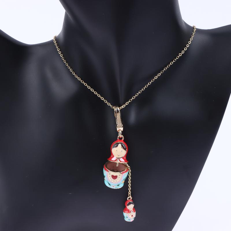 Entzückender Russischer Anhänger Schlüsselanhänger Matroschka Puppen Halskette Pullover Kette Modeschmuck Geschenk Für Frauen