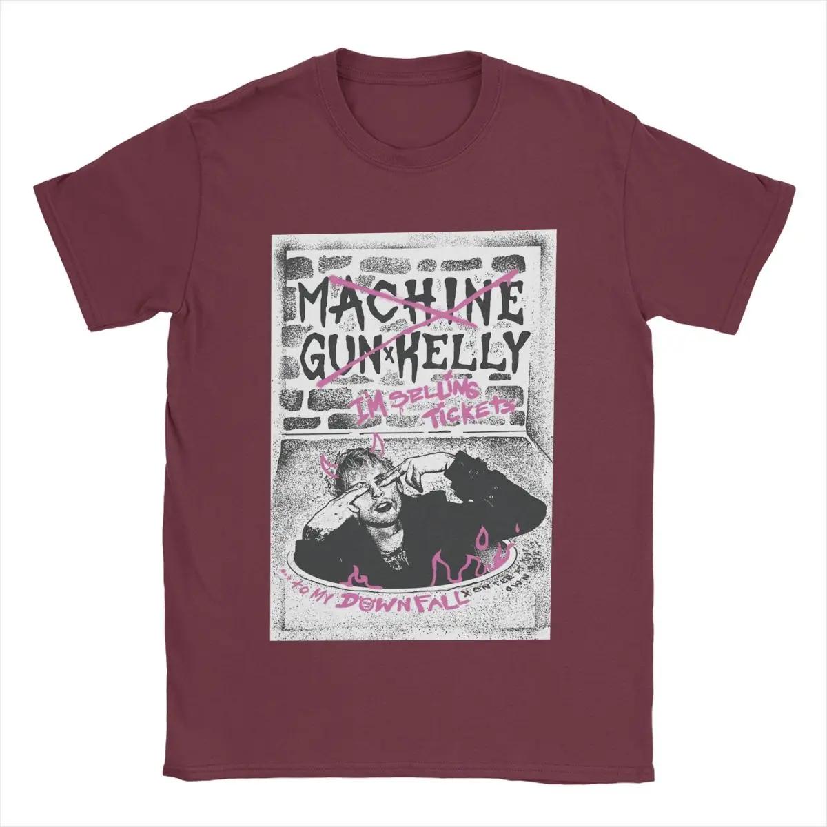 

008 MGK Ticket Tour Concert Devil Machine Gun Kelly Футболки для мужчин Повседневная хлопковая футболка с коротким рукавом Футболка 4XL 5XL Топы XXXXXL бордовый