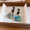 Silver Needle Resin Gradient Shell Earrings: Geometric, Personalized, High-End Fashion Studs
