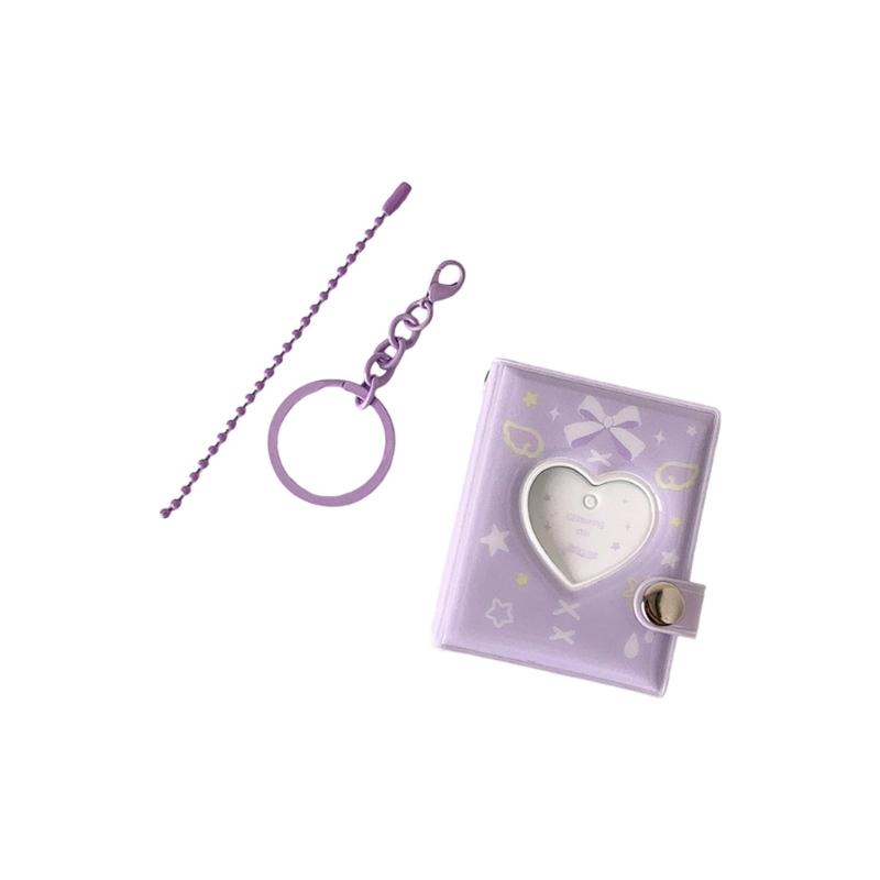 Sweet Pattern PVC Card Holders Durability Student Ids Photo Album Compact Storage Book For Collectors Fans Keepsakes фиолетовый