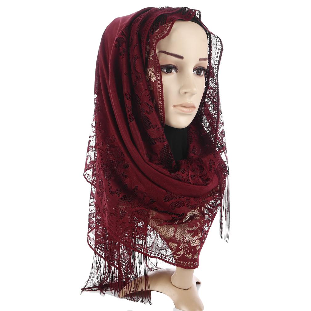 60x170cm Lace Fringe Hijab, Headscarf Shawl for Women