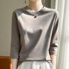 Spring Summer Women Round Neck Silky Cotton Short Sleeve T-Shirt Feminine Cotton Cropped Sleeve Bottoming Shirt