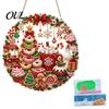 Handmade Christmas Home Decor Faux Diamond Art Ornament, DIY Santa Claus Sun Catcher Kit, Rhinestone Parent Child Interactive Crafts Xmas Wreath