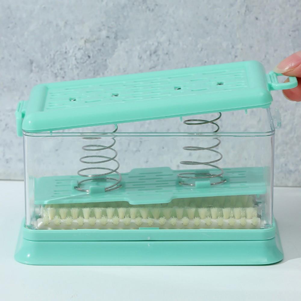 Brush Type Soap Box Multifunctional Soap Dish Soap Rack Storage Box With Brush Lid Hands-free Laundry Tool Portable Foaming Box