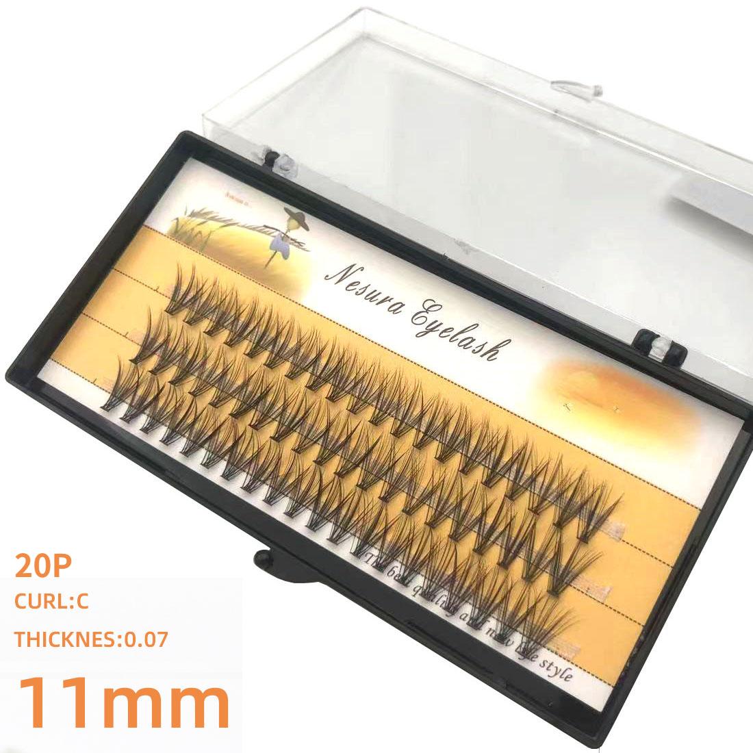 1 boîte/60 paquets de faux cils 20D, cils individuels imitation vison, cils épais naturels, Extensions de cils pour le maquillage 20P-0.07-11mm
